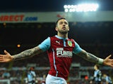 Danny Ings of Burnley celebrates scoring their second goal during the Barclays Premier League match between Newcastle United and Burnley at St James' Park on January 1, 2015