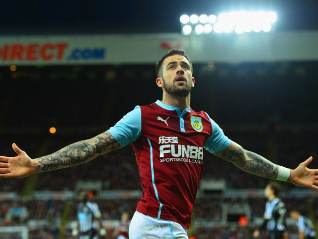 Danny Ings of Burnley celebrates scoring their second goal during the Barclays Premier League match between Newcastle United and Burnley at St James' Park on January 1, 2015