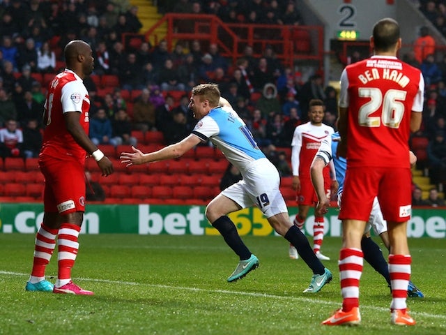 Chris Taylor of Blackburn celebrates after scoring the first goal of the game during the FA Cup Third Round match against Charlton Athletic on January 3, 2015