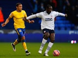 Emile Heskey (R) of Bolton in action with James Tavernier of Wigan during the FA Cup Third Round match on January 3, 2015