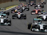 General view of start of the Brazilian Formula One Grand Prix at the Interlagos racetrack in Sao Paulo Brazil on November 9 2014