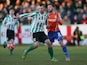 Blyth Spartans' English midfielder Robert Dale (L) vies with Birmingham City's Welsh defender Neal Eardley (R) during the English FA Cup third round football match on January 3, 2015