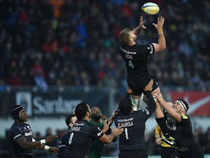 George Kruis of Saracens in action during the Aviva Premiership match between Saracens and London Irish at Allianz Park on January 03, 2015 