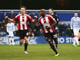 amal Campbell-Ryce of Sheffield United (20) celebrates as he scores their third goal during the FA Cup Third Round match between Queens Park Rangers and Sheffield United at Loftus Road on January 4, 2015