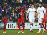Nathan Dyer of Swansea City celebrates scoring the opening goal during the FA Cup Third Round match between Tranmere Rovers and Swansea City at Prenton Park on January 3, 2015