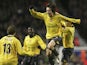 Tomas Rosicky of Arsenal celebrates scoring the opening goal during the FA Cup sponsored by E.ON Third Round match between Liverpool and Arsenal at Anfield on January 6, 2007