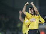 Darren Stride of Burton celebrates at the end of the FA Cup Third Round match between Burton Albion and Manchester United on January 8, 2006 