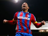 Jason Puncheon of Crystal Palace celebrates as he scores their second goal during the Barclays Premier League match between Crystal Palace and Tottenham Hotspur at Selhurst Park on January 10, 2015