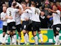 Derby County players celebrate after Chris Martin scored during the Sky Bet Championship match between Ipswich Town and Derby County at Portman Road on January 10, 2015