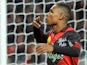 Guingamp's French forward Christophe Mandanne celebrates after scoring a goal during the French L1 football match between Guingamp and Lens at the Roudourou stadium in Guingamp, western France, on January 10, 2015