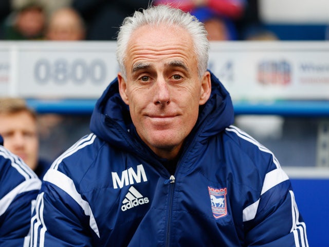 Ipswich Town manager Mick McCarthy looks on before kick off during the Sky Bet Championship match between Ipswich Town and Derby County at Portman Road on January 10, 2015