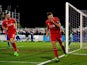 Steven Gerrard of Liverpool celebrates after scoring the opening goal with a header during the FA Cup Third Round match between AFC Wimbledon and Liverpool at The Cherry Red Records Stadium on January 5, 2015