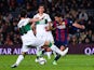 Luis Suarez of FC Barcelona scores his team's second goal during the Copa del Rey Round of 16 First Leg match against Elche CF on January 8, 2015
