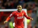 Raheem Sterling of Liverpool in action during the Barclays Premier League match between Liverpool and Leicester City at Anfield on January 1, 2015 