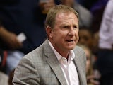 Owner Robert Sarver of the Phoenix Suns reacts during the first half of the opening night NBA game against the Portland Trail Blazers at US Airways Center on October 30, 2013
