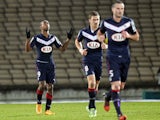 Bordeaux's Uruguyan forward Diego Rolan celebrates after scoring a goal during the French L1 football match between Bordeaux (FCGB) and Nice (OGCN) on January 16, 2015