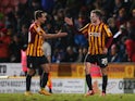 Andy Halliday of Bradford City celebrates after scoring the third goal during the FA Cup Third Round Replay match between Bradford City and Millwall at Coral Windows Stadium, Valley Parade on January 14, 2015