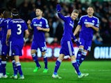 Chelsea player Andre Schurrle celebrates after scoring the fifth goal during the Barclays Premier League match between Swansea City and Chelsea at Liberty Stadium on January 17, 2015