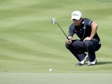 France's Gary Stal lines up a putt on day four of the Abu Dhabi HSBC Golf Championship on January 18, 2015
