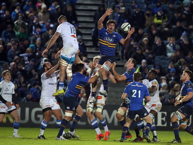 Leinster win line-out ball during the European Rugby Champions Cup rugby union match between Leinster and Castres Olympique at The RDS Arena in Dublin, Ireland on January 17, 2015