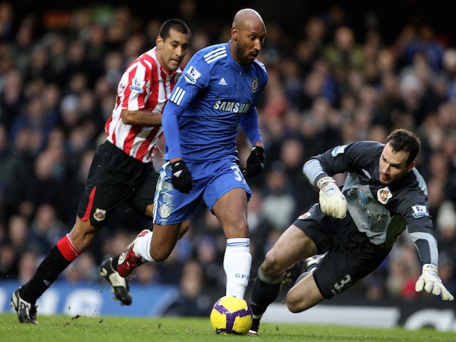 Nicolas Anelka of Chelsea goes round Marton Fulop of Sunderland to score the opening goal during the Barclays Premier League match on January 16, 2010