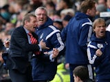 Nottingham Forest manager Stuart Pearce celebrates after their first goal during the Sky Bet Championship Match between Derby County and Nottingham Forest at iPro Stadium on January 17, 2015