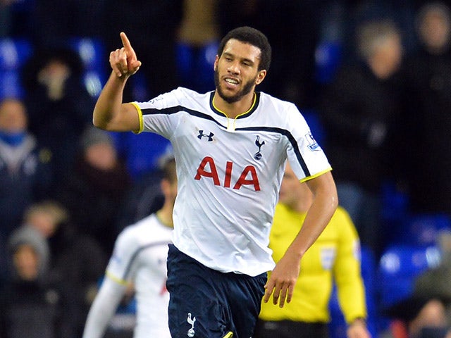 Tottenham Hotspur's French midfielder Etienne Capoue celebrates scoring the equalising goal during the English FA Cup Third Round football match replay betweenTottenham Hotspur and Burnley at White Hart Lane in London, on January 14, 2015
