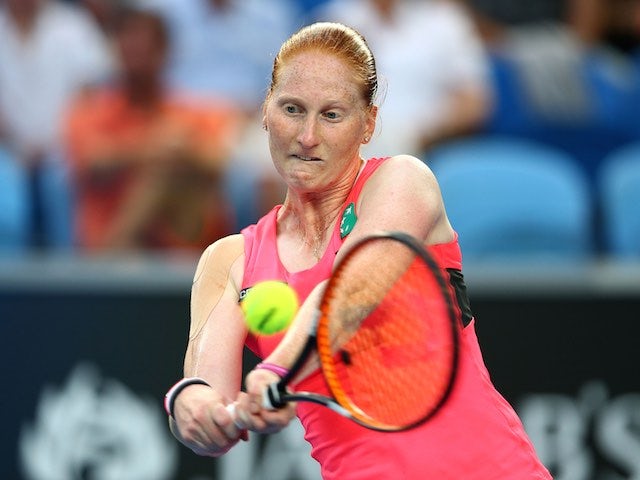 Alison Van Uytvanck in action against Serena Williams on day two of the Australian Open on January 20, 2015