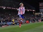 Antoine Griezmann of Club Atletico de Madrid celebrates after scoring his team's 2nd goal during the La Liga match between Club Atletico de Madrid and Rayo Vallecano de Madrid at Vicente Calderon Stadium on January 24, 2015