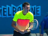 Bernard Tomic in action on day one of the Australian Open on January 19, 2015
