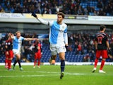 Rudy Gestede of Blackburn Rovers (39) celebrates as he scores their second goal during the FA Cup Fourth Round match between Blackburn Rovers and Swansea City at Ewood park on January 24, 2015