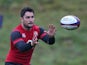 Brad Barritt catches the ball during the England training session held at Pennyhill Park on November 25, 2014