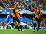 Jonathan Stead of Bradford City celerates after scoring his team's first goal during the FA Cup Fourth Round match between Chelsea and Bradford City at Stamford Bridge on January 24, 2015