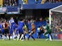 Chelsea's English defender Gary Cahill scores the opening goal during the FA Cup fourth round football match between Chelsea and Bradford City at Stamford Bridge in London on January 24, 2015
