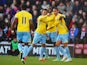 Marouane Chamakh of Crystal Palace celebrates with Wilfried Zaha, Fraizer Campbell and Yaya Sanogo as he scores their first goal during the FA Cup Fourth Round match between Southampton and Crystal Palace at St Mary's Stadium on January 24, 2015
