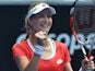 Ekaterina Makarova of Russia celebrates her victory over Julia Goerges of Germany in their women's singles match on day seven of the 2015 Australian Open tennis tournament in Melbourne on January 25, 2015