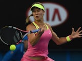 Eugenie Bouchard in action on day three of the Australian Open on January 21, 2015