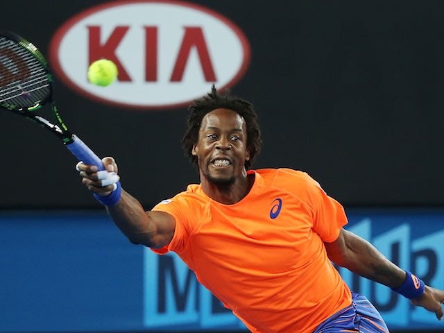 Gael Monfils in action on day two of the Australian Open on January 20, 2015