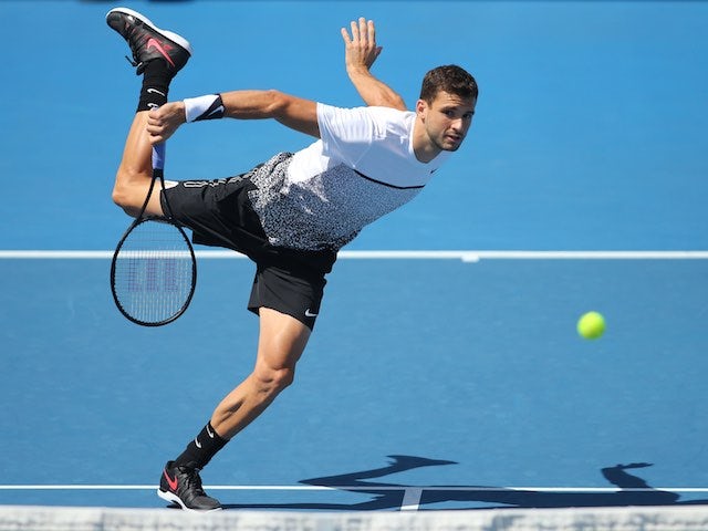 Grigor Dimitrov in action on day one of the Australian Open on January 19, 2015
