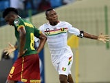 Guinea's midfielder Ibrahima Traore celebrates after scoring a goal during the 2015 African Cup of Nations group D football match between Cameroon and Guinea in Malabo on January 24, 2015