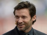 Actor Hugh Jackman speaks to channel nine television during day one of the Fourth Ashes Test Match between Australia and England on December 26, 2013