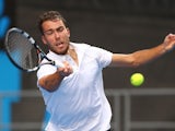 Jerzy Janowicz in action on day four of the Australian Open on January 22, 2015