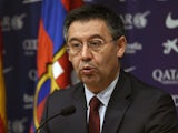 Barcelona's President Josep Maria Bartomeu gives a press conference at the Camp Nou stadium in Barcelona on January 7, 2015
