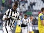 Juventus' French midfielder Labile Paul Pogba celebrates after scoring during the Italian Serie A football match Juventus Vs Chievo Verona on January 25, 2015