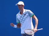 Kevin Anderson in action on day one of the Australian Open on January 19, 2015