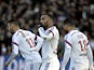 Lyon's French forward Alexandre Lacazette celebrates after scoring during the French L1 football match Olympique Lyonnais (OL) vs FC Metz (FCM) on January 25, 2015