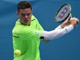 Milos Raonic in action on day two of the Australian Open on January 20, 2015