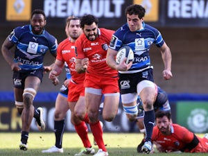 Montpellier's centre Lucas Dupont runs with the ball during the European Rugby Champions Cup rugby union match between Montpellier and Toulouse on January 25, 2015