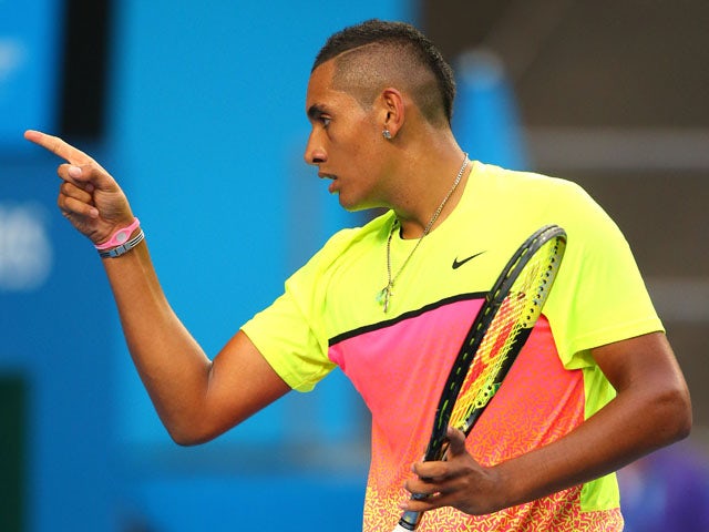 Nick Kyrgios of Australia celebrates a point in his fourth round match against Andreas Seppi of Italy during day seven of the 2015 Australian Open at Melbourne Park on January 25, 2015
