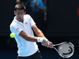 Novak Djokovic in action on day four of the Australian Open on January 22, 2015